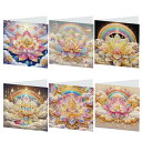 JISHSHAY ダイヤモンドアート グリーティングカード 6 パック DIY ビーズアート 上級者 5D ダイヤモンドアート キット カップ猫 ダイヤモンドア...