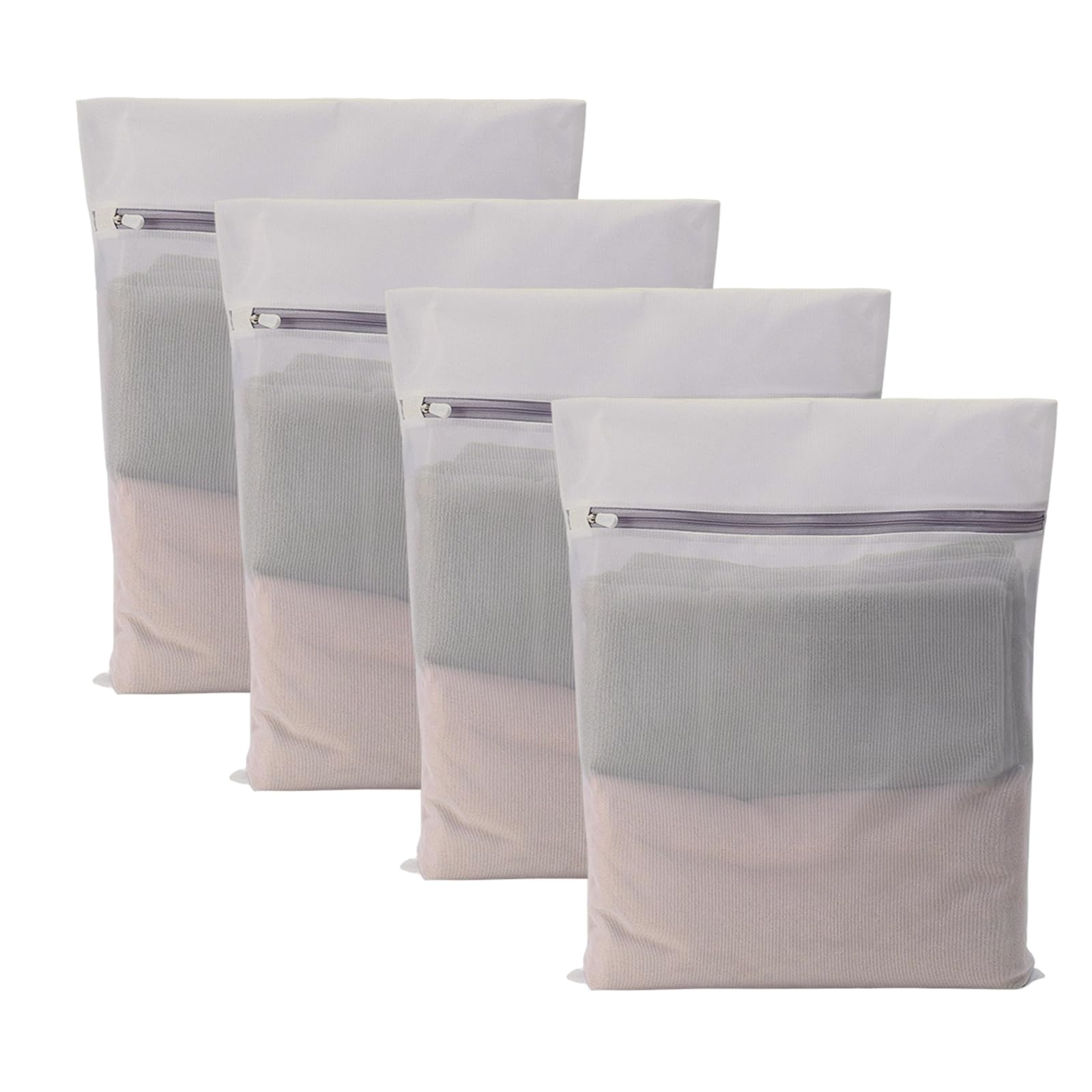 【送料無料】[Senteria]洗濯ネット ランドリーネットバッグ (40cmx50cm 4枚入り)グレー 角型 細かい網目 メッシュ 丈夫 耐久性 型崩れ防止 絡み防止 衣類損傷防止 家庭用 旅行収納 毛布/コート/セーター/T-シャツ/ブラジャー/ズボンなど適用