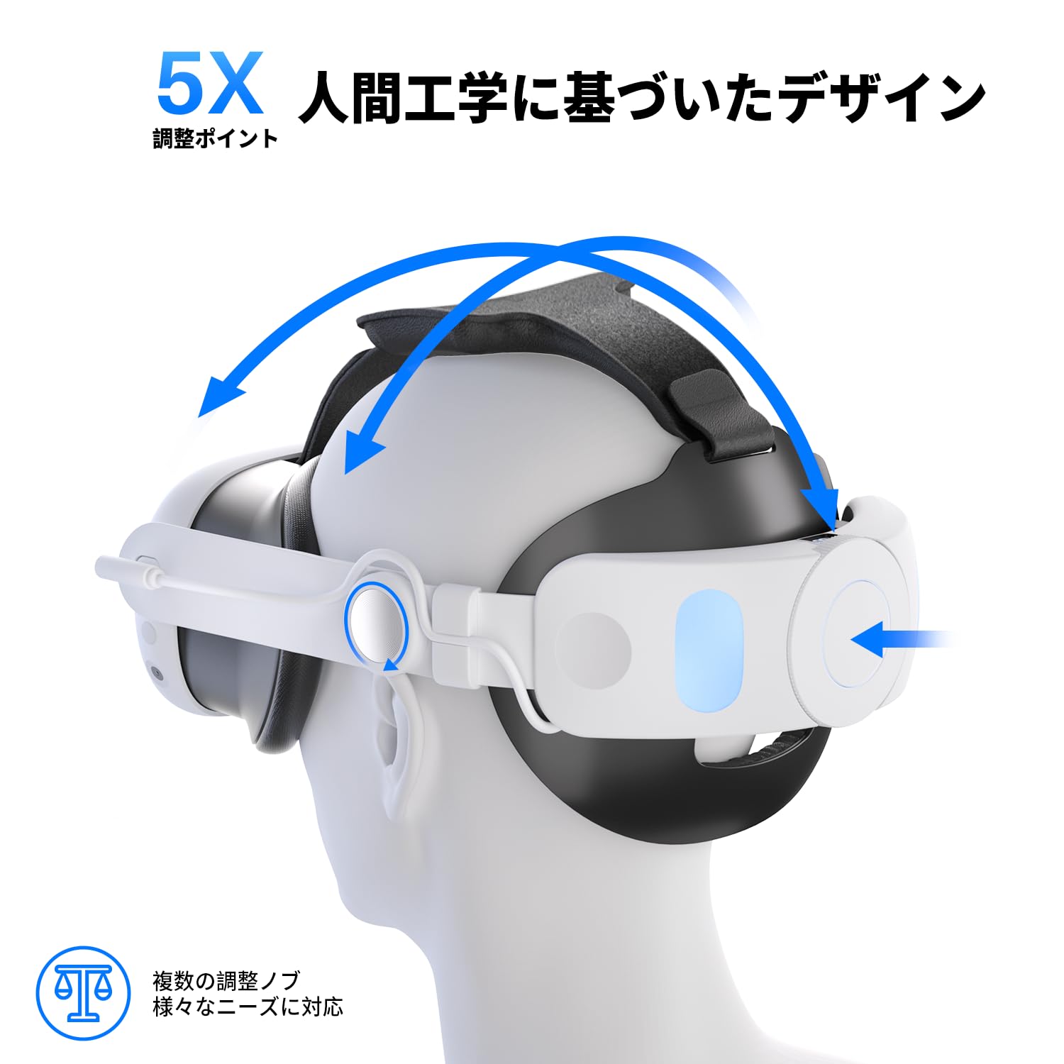 [Iesooy] for MetaQuest 3/3S用ストラップ 充電機能付き 6000mAhバッテリーデジタル表示 多角度を自由に調節ヘッドストラップ 交換用ヘッドストラップ VRヘッドバンド MetaQuest 3/3S交換用 アクセサリー