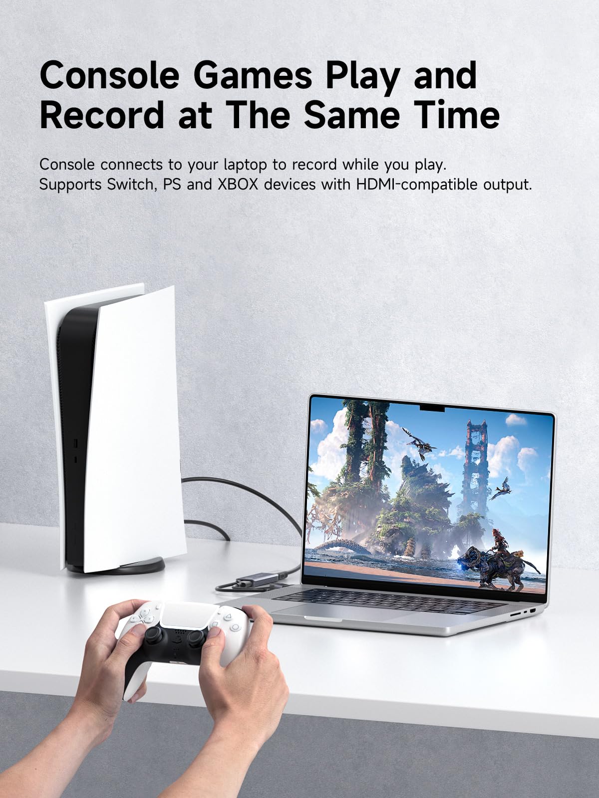 Hagibis USB3.0 ビデオキャプチャカード 100W PD HDMI - USB/USB C 1080P HD 60fps ライブおよび録画ビデオオーディオゲーム MS2130 Quest 3 VR Switch PS4/5 ライブブロードキャスト、ゲーム、ストリーミング(UHC07P)