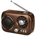 Gelielim 小型ポータブルラジオ 高感度 ラジオ AM/FM/SWラジオ USB/TFカード対応 MP3プレーヤー 大音量 レトロラジオ 大容量 電池/USB充電 対応 屋内および屋外使用(2)