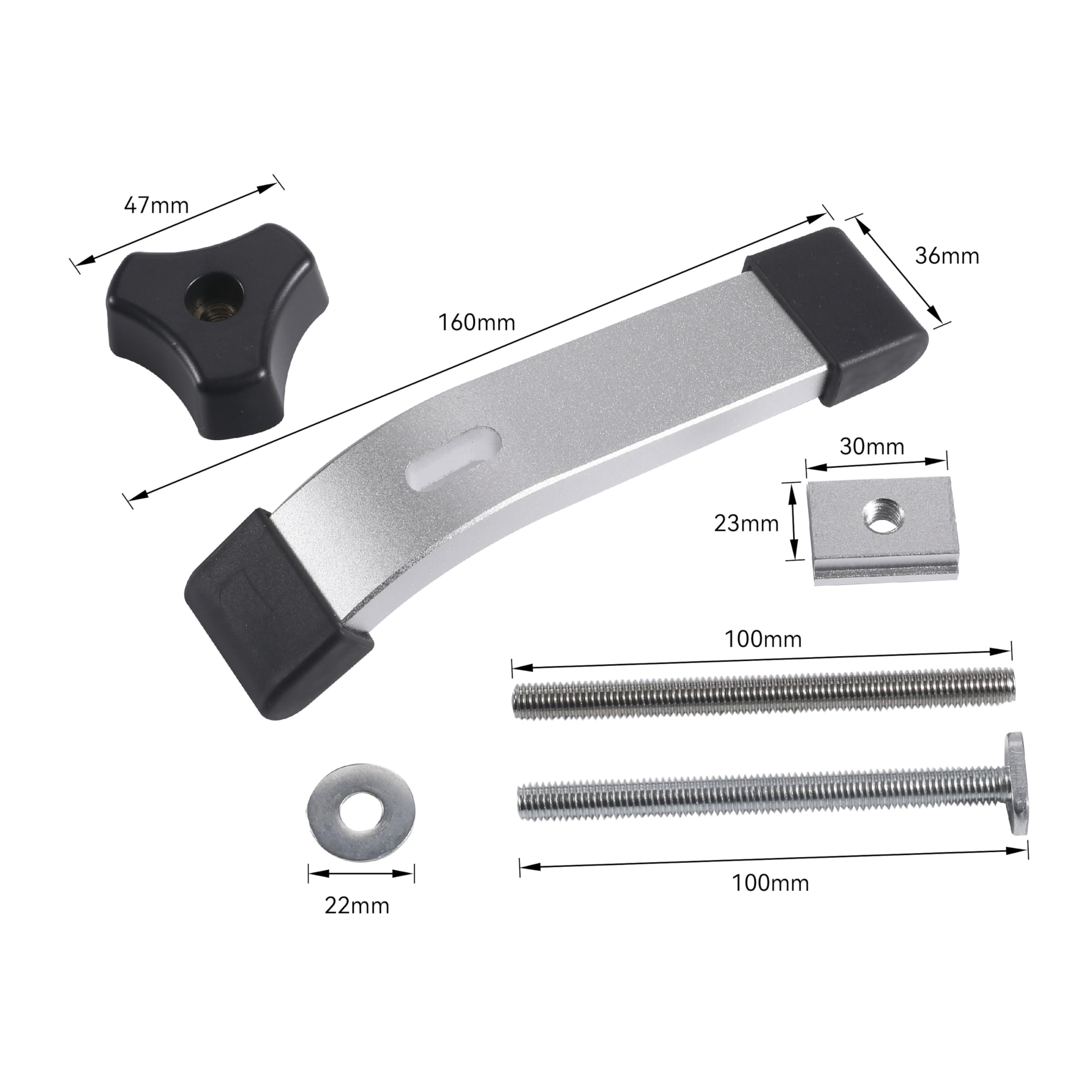 HFS(R) Tスロットセット 2個 ホールドダウンクランプ セット 8mm クランプセット T-トラック クランプ テーブルソーアクセサリー 木工用工具 取付簡単