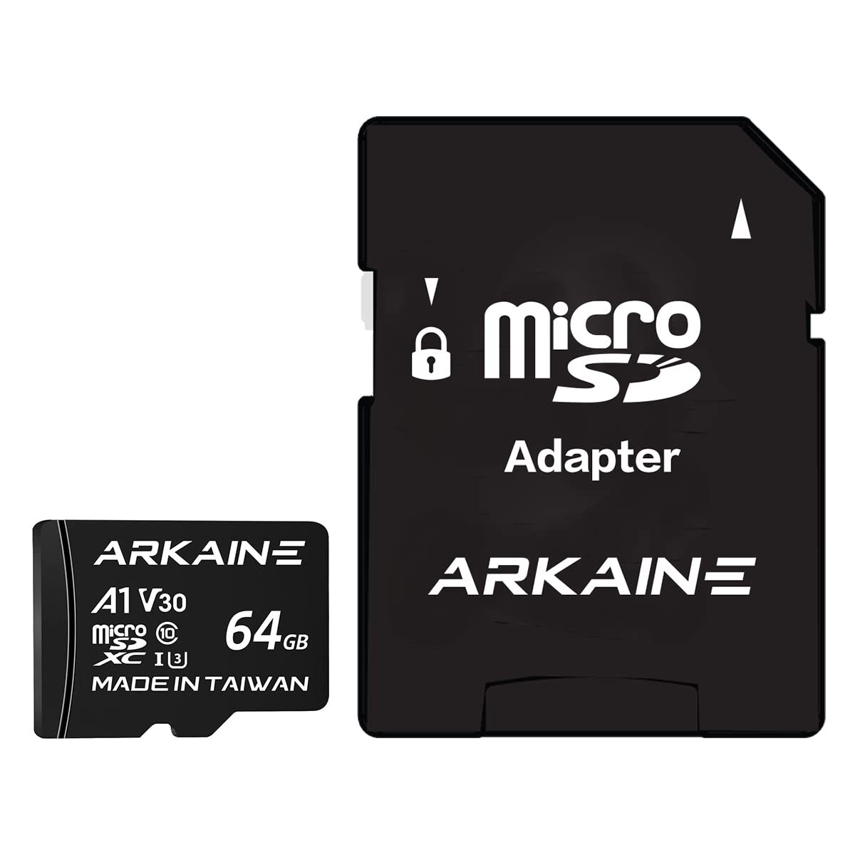 ARKAINE まいくろSDカード 64GB Nintendo Switch マイクロSDカード A1 UHS-I U3 V30, 4K Ultra HD, クラス10, microSD + SDアダプター付 - ARKV30A164