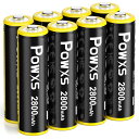 POWXS 単3電池 充電式 ニッケル水素 単三電池 2800mAh 約1300回使用可能 8本入り 低自己放電 液漏れ防止 充電池 単3 単3形 単三充電池(...