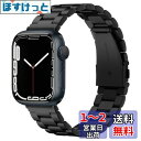 Apple Watch バンド ステンレス製 49mm 45mm 44mm 42mm ブラック 調整可 調整器具付き 交換ベルト チェーン Apple Watch Ultra 9 / 8 SE2 7 6 SE 5 4 3 2 1 対応 メタル 3連 ベルト おしゃれ モダンフィット 062MP25403 (ブラック)(2)