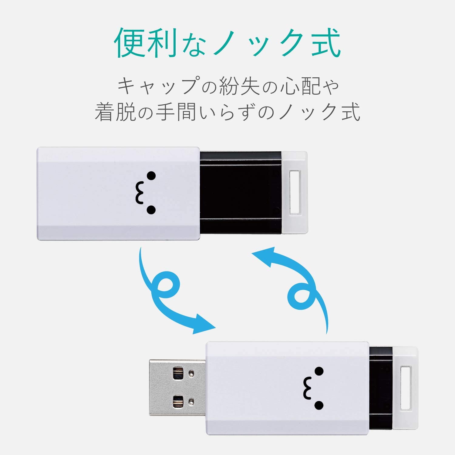 エレコム USBメモリ 64GB USB3.1 & USB 3.0 ノック式 ホワイト MF-PKU3064GWHF