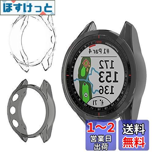 Miimall【2枚入り】対応Garmin(ガーミン) Approach S62専用ケース ガーミン Approach S62 カバー ソフト TPU材質 ぴったり対応 擦り傷防止 軽量 防衝撃 Garmin Approach S62 保護ケース バンパー(ブラック+クリア)