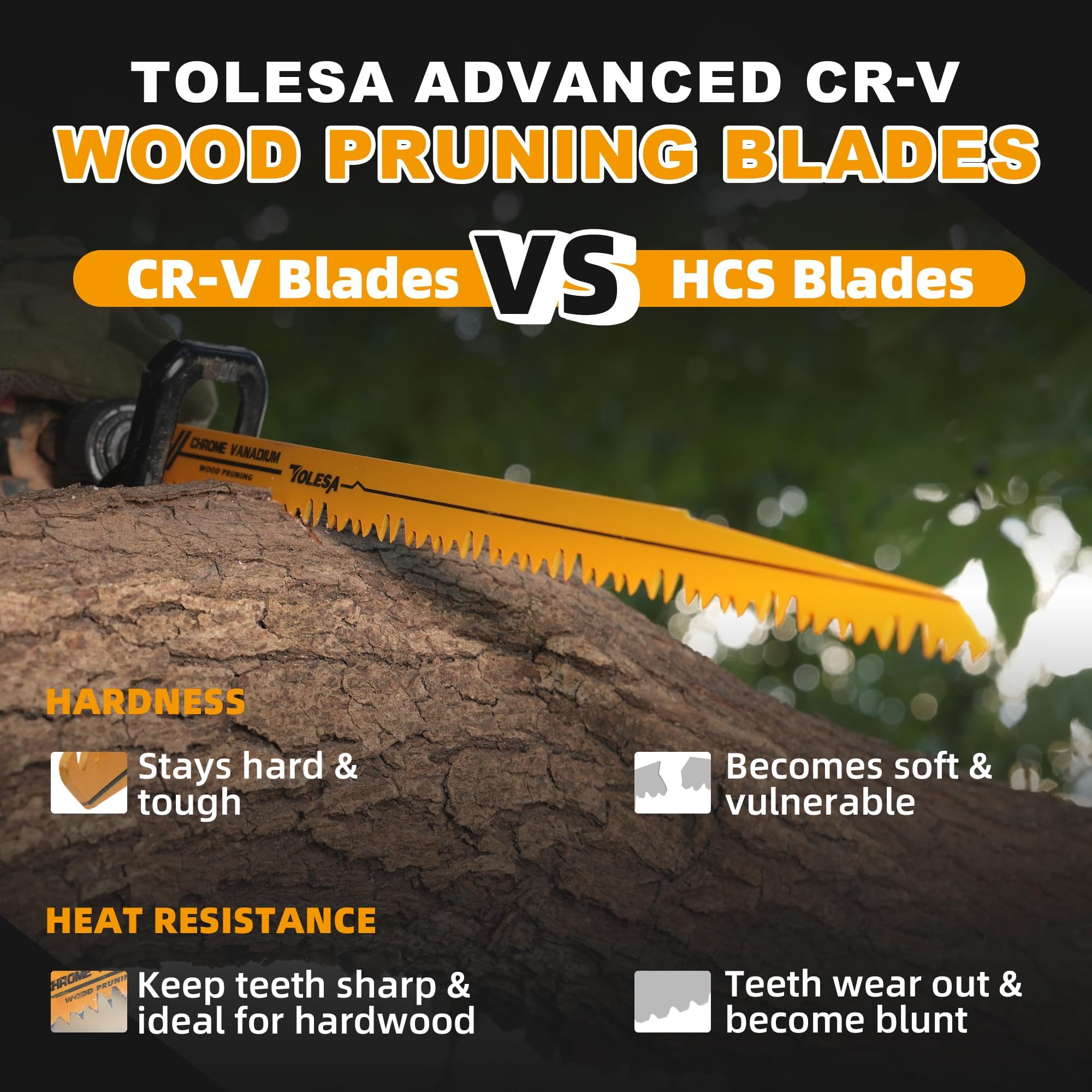TOLESA レシプロソー替刃 5山 300mm CRV 剪定用 枝切り・生木用 セーバーソーブレード 5本入れ