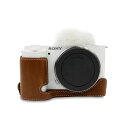 kinokoo ソニー レンズ交換式 VLOGCAM ZV-E10カメラケース zve10 ケース バッテリー交換可 三脚ネジ穴付き zve10 カメラケース 保護ハーフケース ボディケース PUレザー(コーヒー)