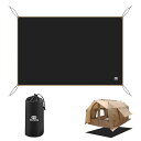 GOGlamping グランドシート テントシート ツーリングドームテント用四角テントシート レジャーシート 防水 軽量420D コンパクト ヘキサゴン フロア マット タープ アウトドア キャンプ 215*180cm(ブラック)