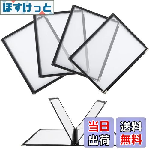 【送料無料】RILIHII メニューブック 8ページ 【5冊セット】メニュー表 A4 (4枚8面) 透明 料理写真入り..