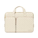 MOSISO 360 保護 PCケース ラップトップバッグ、対応機種 MacBook Air/Pro、13-13.3インチ、対応機種 MacBook Pro 14 M4 M3 M2 M1、2つポケット & 取っ手付 & ベルト付き 正方形 キルティングバッグ(砂色)