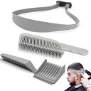 【送料無料】KALOLINNA 理髪用具 フェードコーム 3点セット 整髪用コーム2本+ヘアタイ1本 カーブポジショニングコーム シリコン ヘアカットバンド セルフカット 男性用家庭用 理髪店用具 初学者 使いやすい (コンビナトリアル)