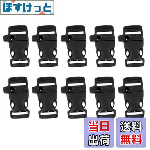 【送料無料】[Fityle] 10個 サイドリリース バックル ホイッスル キャンプ アウトドア用 ブラック, 5.5..