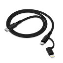 2in1 タイプc iPhone充電ケーブル 0.9M PD対応 30W急速充電 高速データ転送 Haoano アイフォン マルチ充電ケーブル USB-C ライトニングケーブル iPhone 16 Pro Max/16/15 /14/13/12/SE/iPad Air/Mini/Galaxy S24 Ultra/S23/S22 ブラック