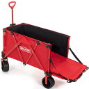 Overmont キャリーカート アウトドアワゴン 150L 大容量 耐荷重約120kg 4輪 特大 キャリーカート キャンプカート ストッパー付 後部展開可 折り畳み コンパクトワンタッチ収束式 花見 釣り 運動会 荷物運搬 レッド