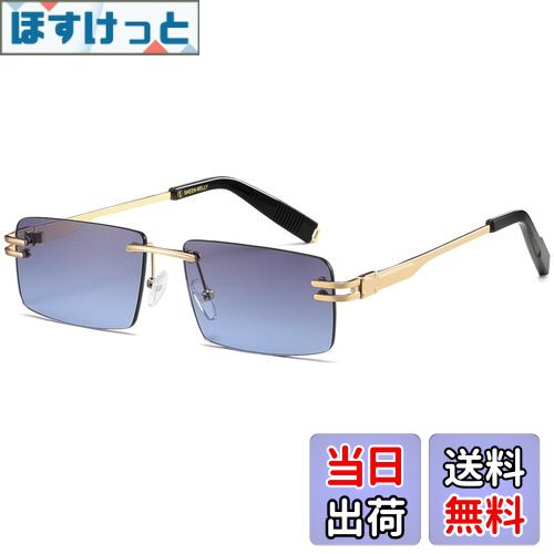 【送料無料】[SHEEN KELLY] 男性用レトロリムレスサングラス女性用長方形超小型フレームサングラスシー..