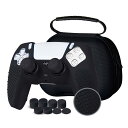 JYXETOV PS5 コントローラー カバー + 収納バッグ(27オプション)、無料の8ボタンキャップ、シリコーン保護、オリジナルの充電器で充電できます、滑り...