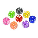 【送料無料】Mikankawa サイコロ 16mm 半透明 アクリル 8色入 六面ダイス ジャックポット 人生ゲーム 抽選 飲み会 COC