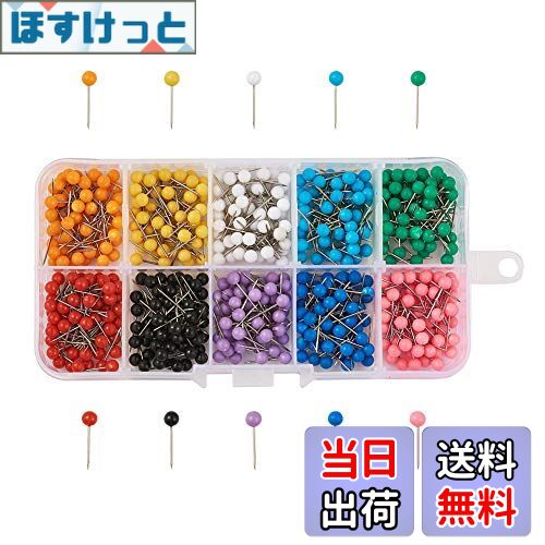 【送料無料】Beadthoven 画鋲 約600pcs/箱 MIX 15x4mm ステンレス スチール カラフル 画びょう プッシ..
