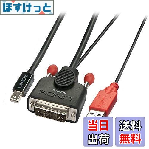 【送料無料】LINDY DVI-D - Mini DisplayPort変換ケーブル、USB給電ケーブル付、5m(型番:41999)