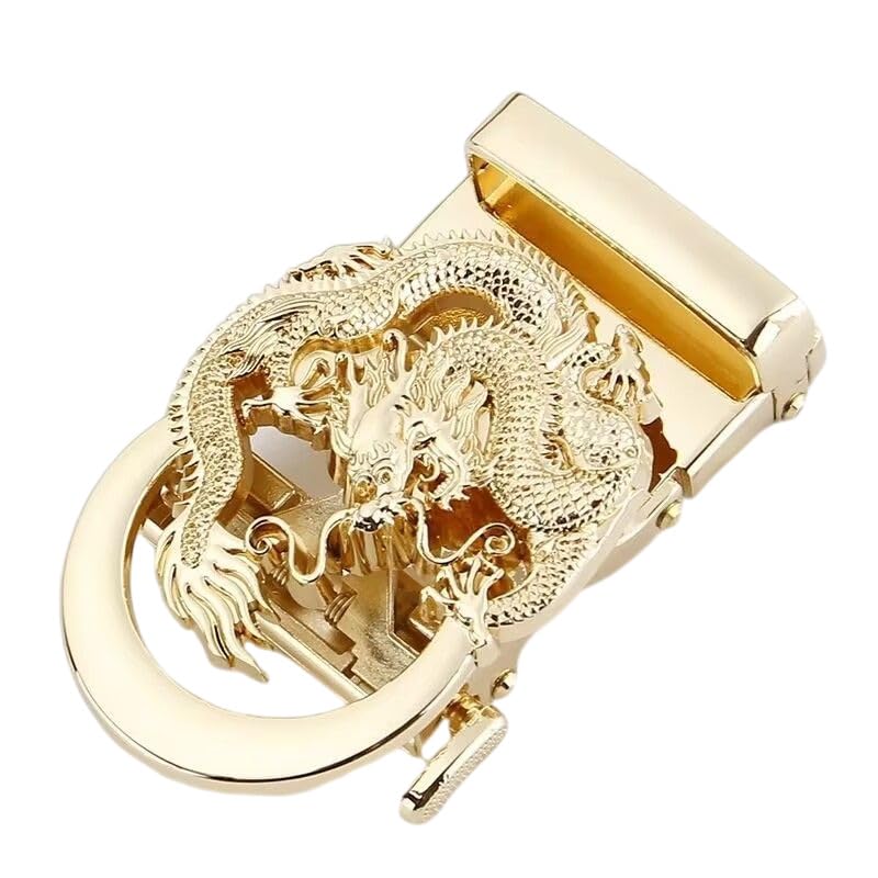 【送料無料】[Rockyu] ベルトバックル メンズ ドラゴン 自動バックル ゴールド シルバー 龍モチーフ ビ..