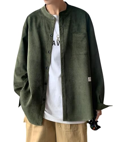 【送料無料】[Four leaf] 【トレンド×定番】 コーデュロイ スタンドカラーシャツ メンズ バンドカラー..