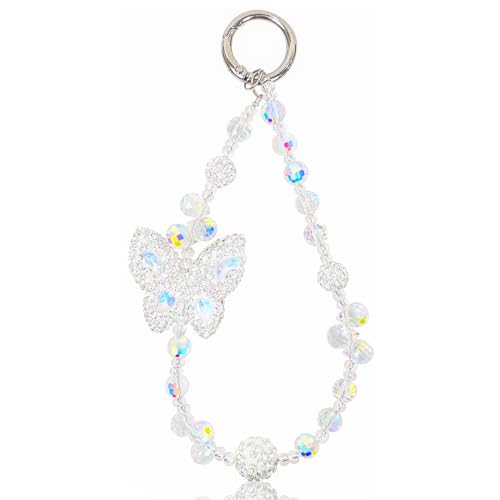 【送料無料】[CSILOVEE] スマホストラップ ストラップ ラインストーン ビーズ パール 手首 レディ ショルダー 蝶 蝶 キラキラ カラフル 活発で可愛い おしゃれ 人気 着脱簡単 全スマホ対応 忘れ物防止 耐久性 韓国 タグ1枚付き