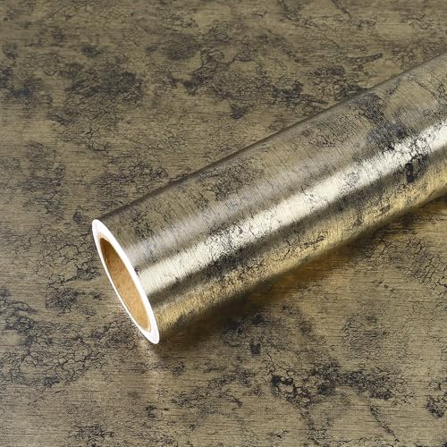 【送料無料】VEELIKE 金箔調 壁紙シール アンティークゴールド調 幅40cm x 3m シールタイプ 貼るだけ壁紙 インテリア リメイクシート カッティングシート 襖紙クロス 金属感 金色 ゴールド 和調 光沢 エレガント 剥がせる のり付き 防水 耐熱 難燃 耐摩擦 耐退色 厚手 P