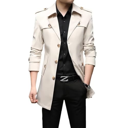 【送料無料】[Quntum A.E] トレンチコート メンズ ジャケット スプリングコート 防風 撥水 無地 ビジネス カジュアル 兼用 折り襟 春 秋 冬 スタイリッシュ 韓国風