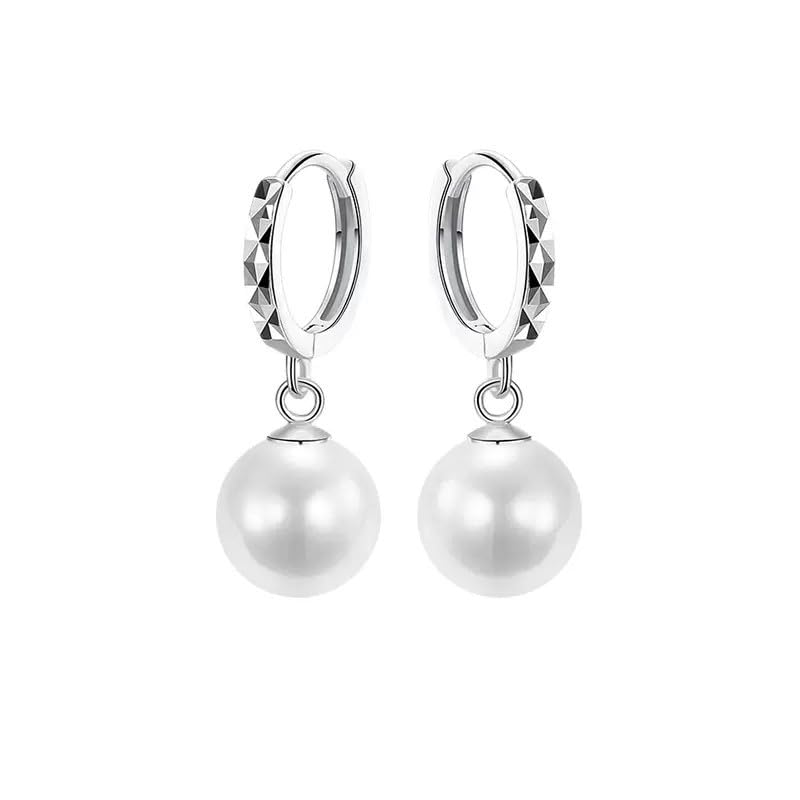 【送料無料】Rockyu イヤリング レディース フープ ピアス風 パール シルバー 丸形 ステンレス 揺れる..