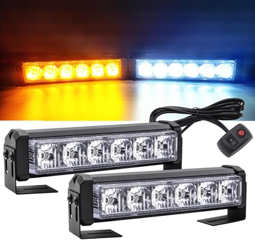 【送料無料】LED ストロボライト 超爆眩 12V 点滅ランプ 2 x 6LED 2 in 1 警告灯 緊急点滅警告 フラッ..
