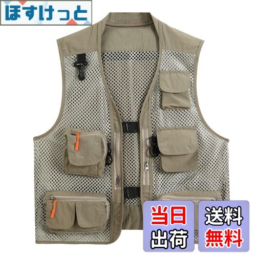 【送料無料】[AOWOFS] メンズ メッシュベスト バックルタイプ 便利 アウトドアベスト 夏 軽量 通気 多機能 カメラマンベスト お釣り 撮影 作業用 薄手 射撃 登山 多ポケット 大きいサイズ