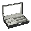 【送料無料】Anyasun 腕時計ケース 3本 6本 腕時計収納ボックス 高級 時計 コレクションケース カーボンファイバー仕上げ 男女兼用 インタリア用 レザー製クッション 鍵付き (G:1段式・4+3)