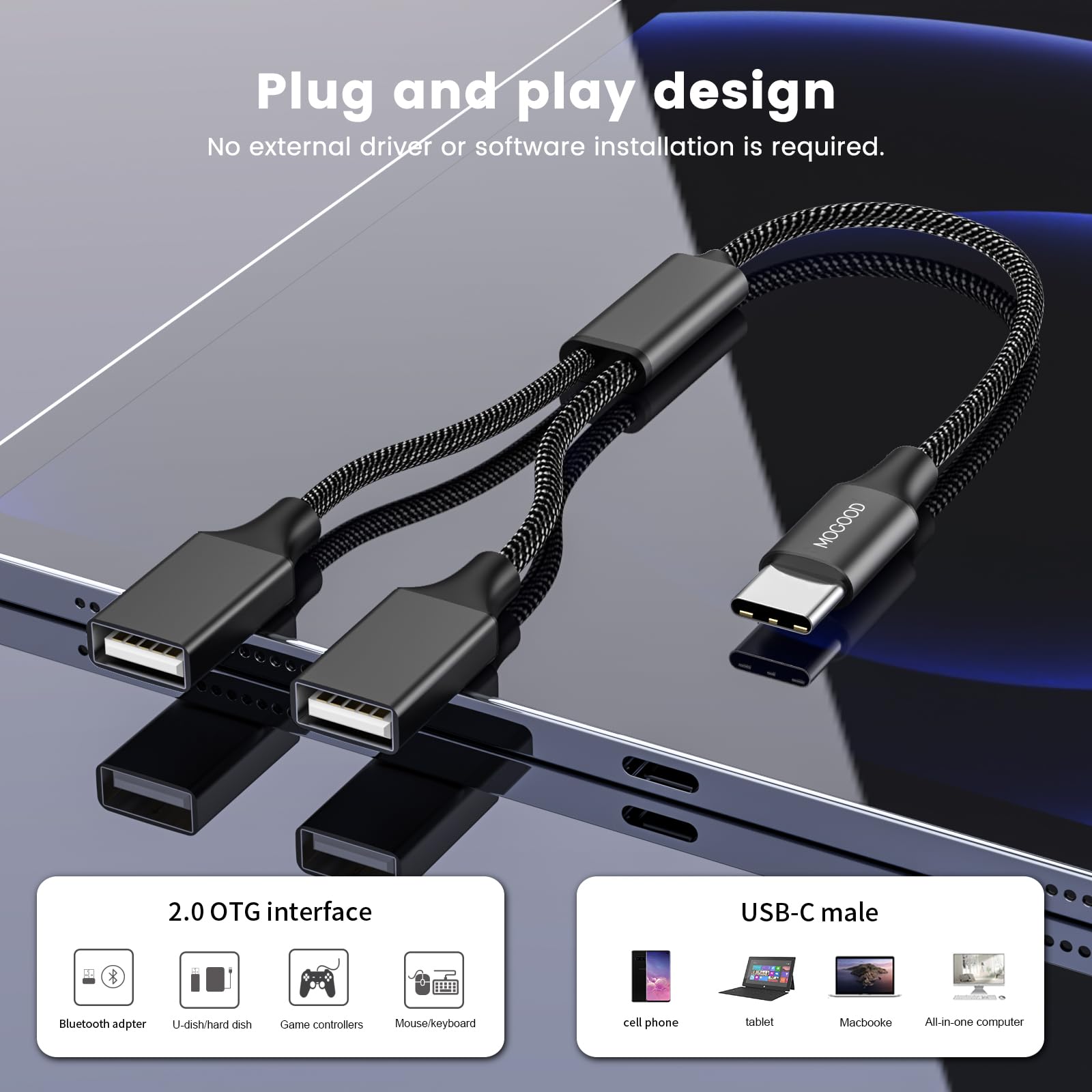 【送料無料】MOGOOD USB C 分岐器 USB CプラグからダブルUSBマザーケーブルアダプ...