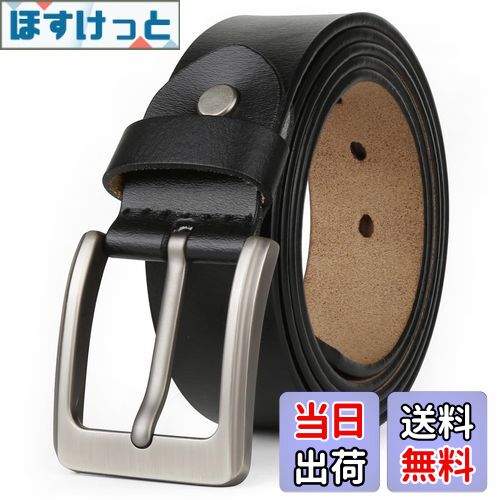 【送料無料】[JingHao]ベルト メンズ 大きいサイズ,ベルト メンズ 本革,おしゃれカジュアルジーンズ ベルト,作業用ベルト茶色＆ブラック通常サイズと大サイズ 105-160cm (2XL 40 "-42"長さ125cm, ブラック) [並行輸入品]