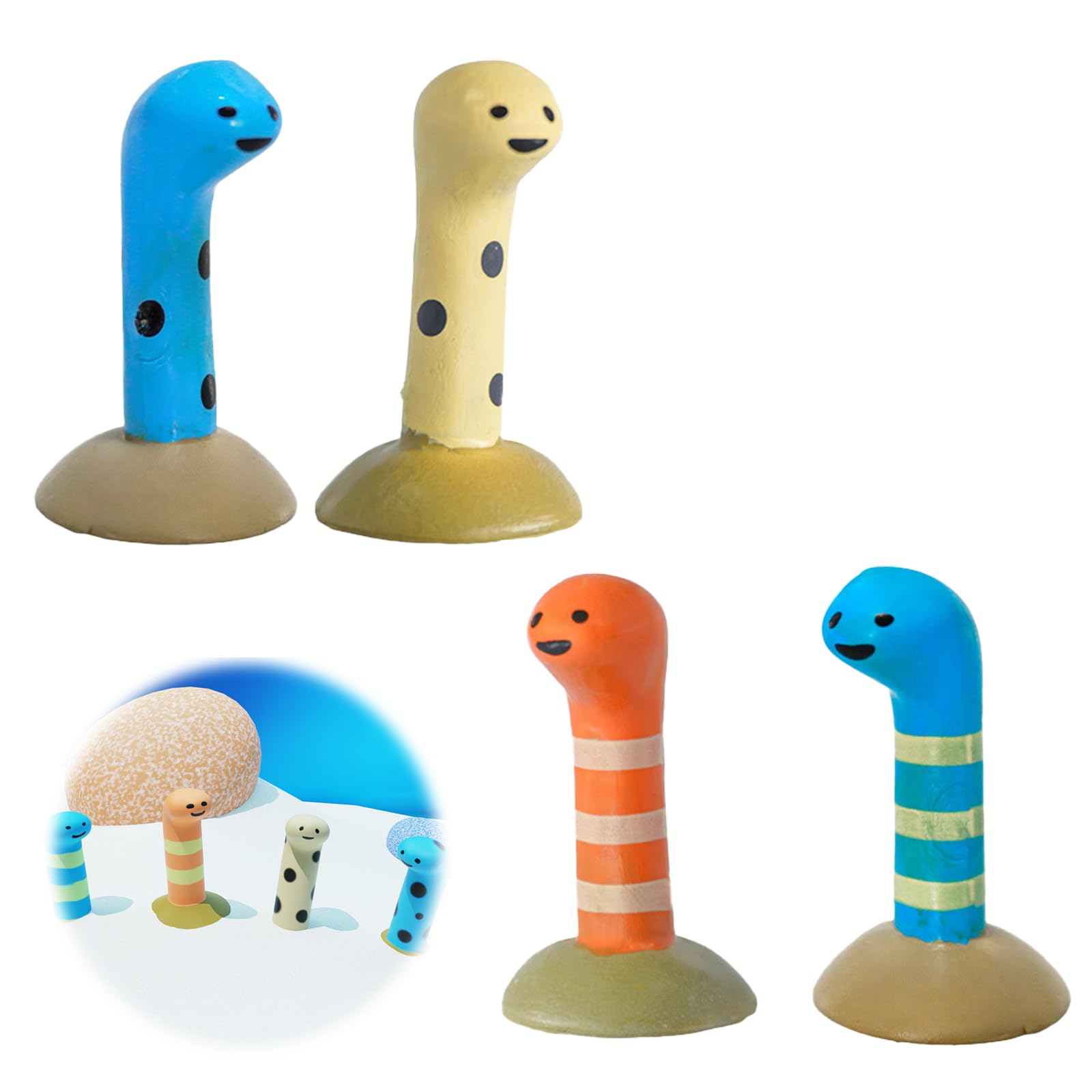 【送料無料】PAVIKE アクアリウム 水槽 オブジェ（4個入り）水槽 飾り アクアリウム オブジェ 水槽 装飾用 おもちゃ 海洋生物 ミニチュア 水槽用アクセサリー ウナギのオーナメント 4色