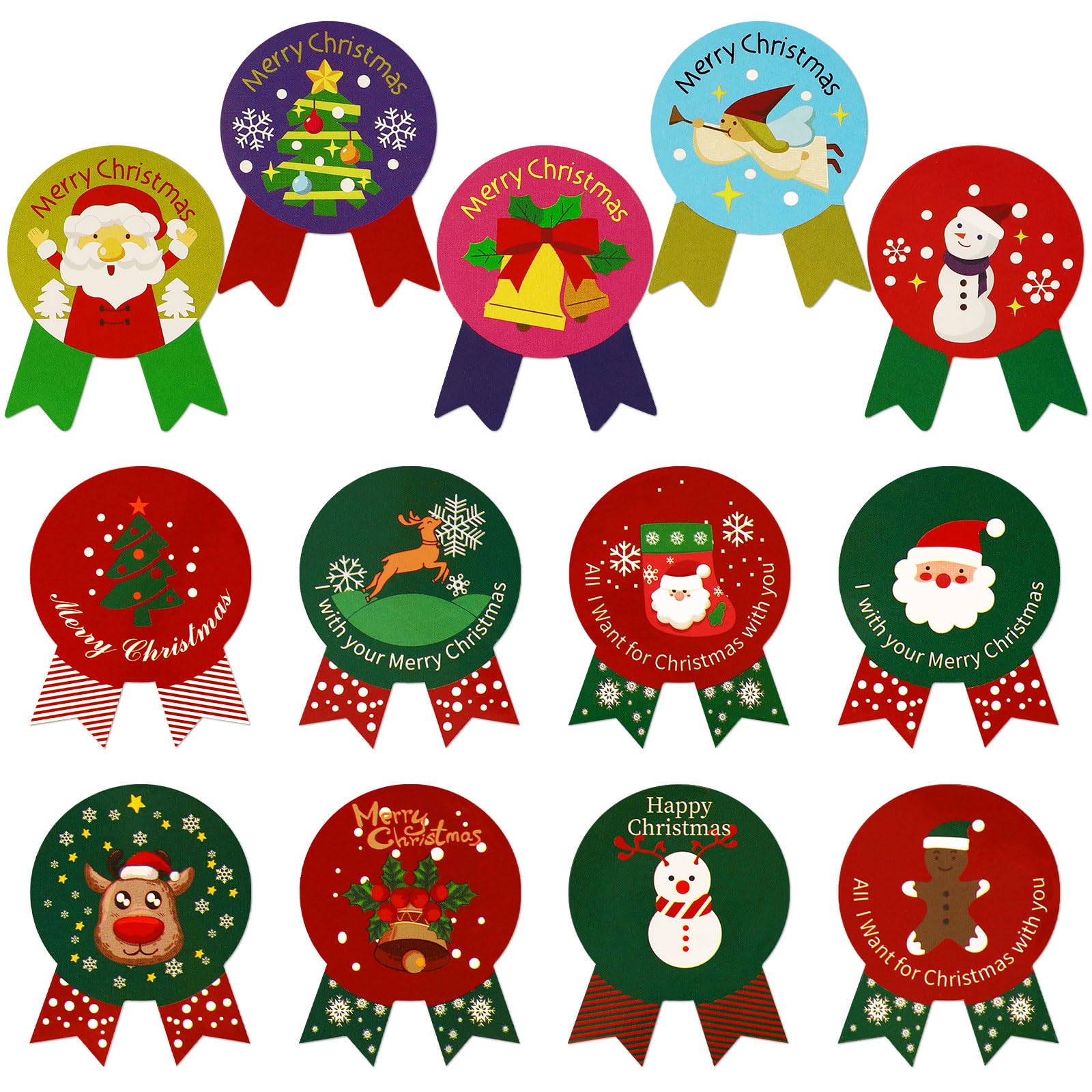 【送料無料】METBOU クリスマス ギフトシール 220枚 リボン型 クリスマス ラッピング シール かわいい メリークリスマス サンタ