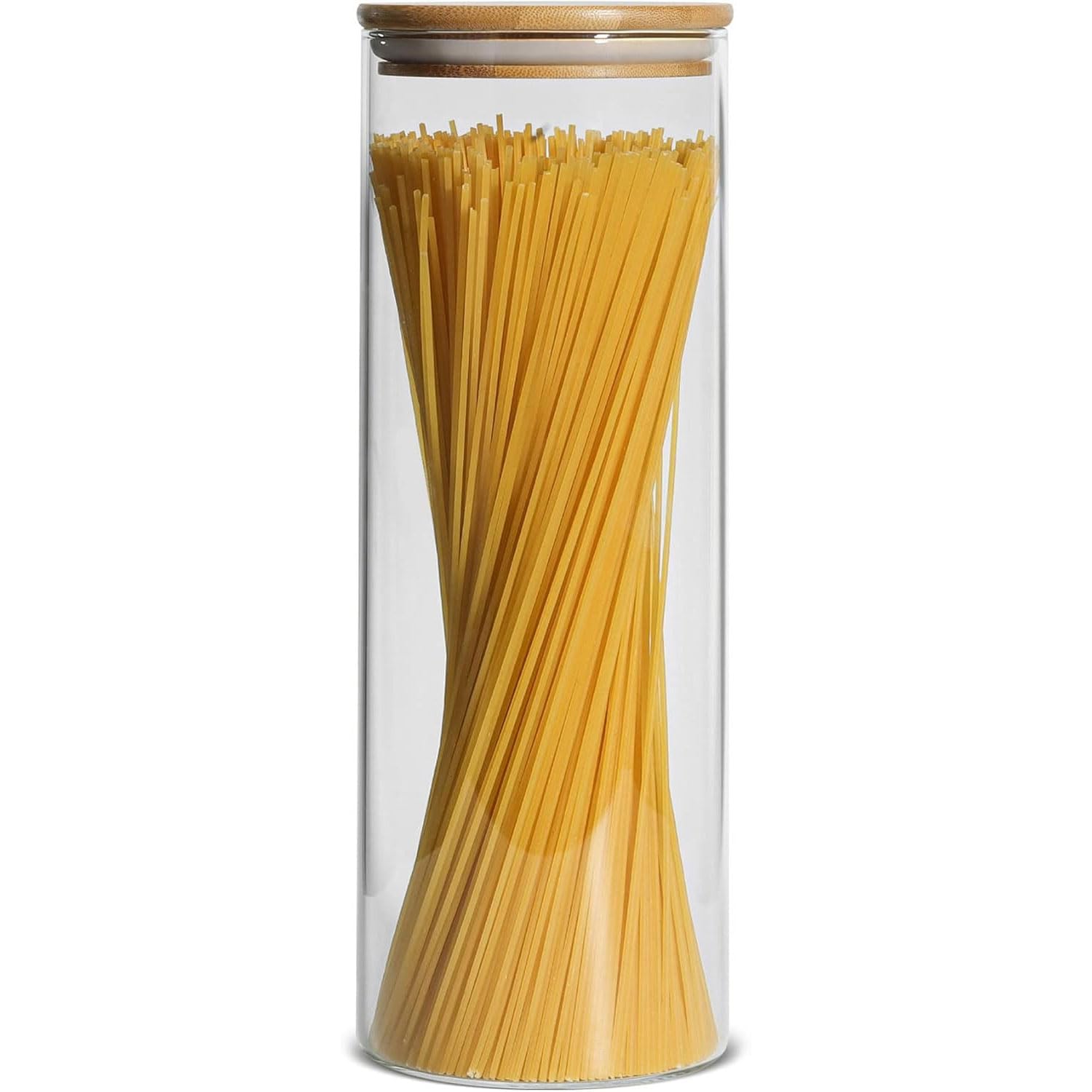 【送料無料】ComSaf ガラスキャニスター 密閉 2000ml パスタケース パスタ保存容器 パスタ入れ パスタ 瓶 密封瓶 食品貯蔵容器 竹蓋付き 穀物 コーヒー豆 1個セット ギフト