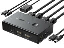 【送料無料】UGREEN HDMI KVM切替器 2入力1出力 キーボード、マウス、モニターを共有 PC2台用 4K@60Hz USB2.0 4ポート 切替器 ...