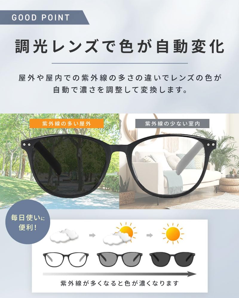 【送料無料】老眼鏡 メガネ 眼鏡 シニアグラス おしゃれ 老眼 メンズ レディース 男性 女性 ブルーライトカット ピントグラス リーディンググラス 調光レンズ hosket-10179331 ほすけっと楽天市場店 サンプル画像3