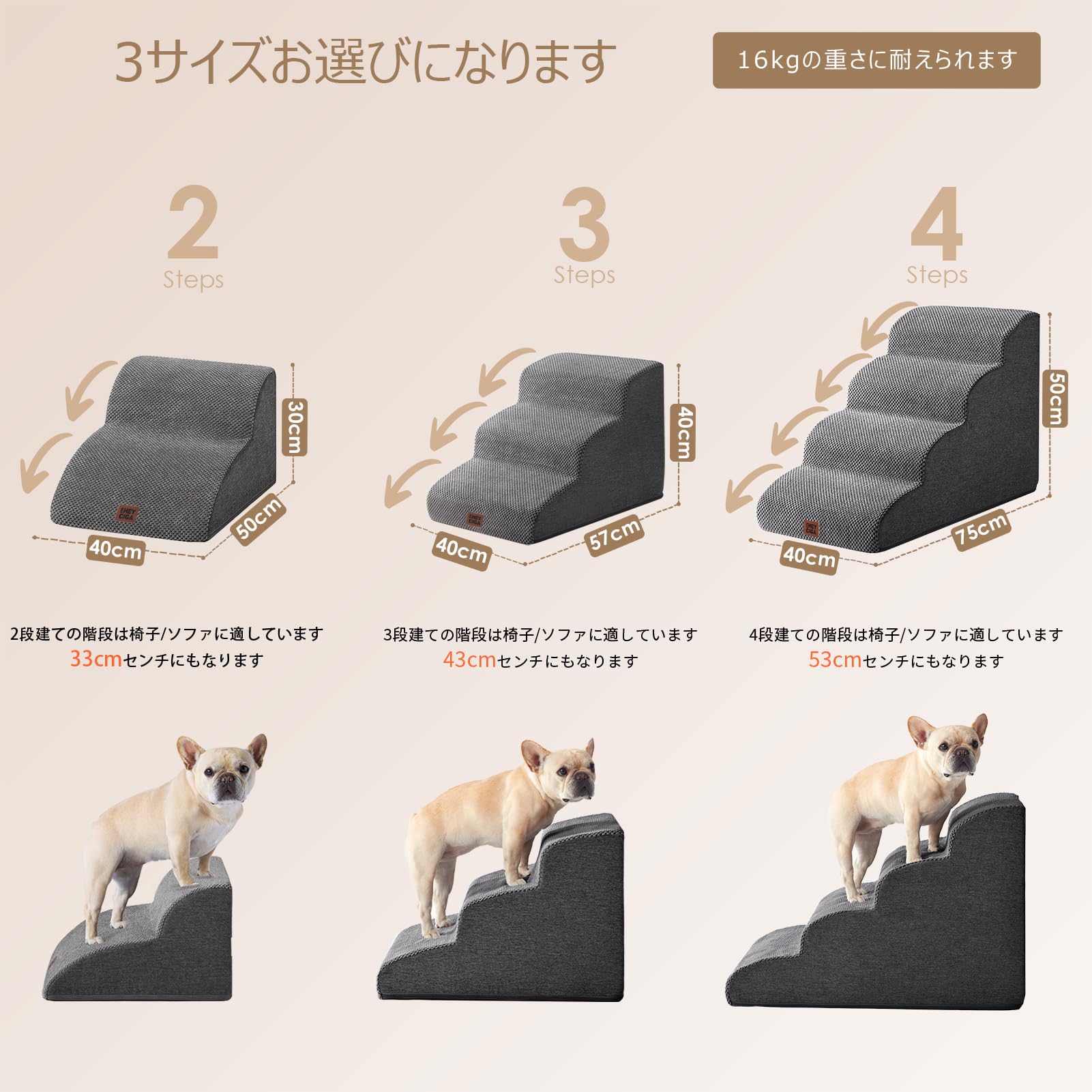 【送料無料】EHEYCIGA 犬 階段 ステップ ペット階段 ドッグステップ 犬 スロープ ...