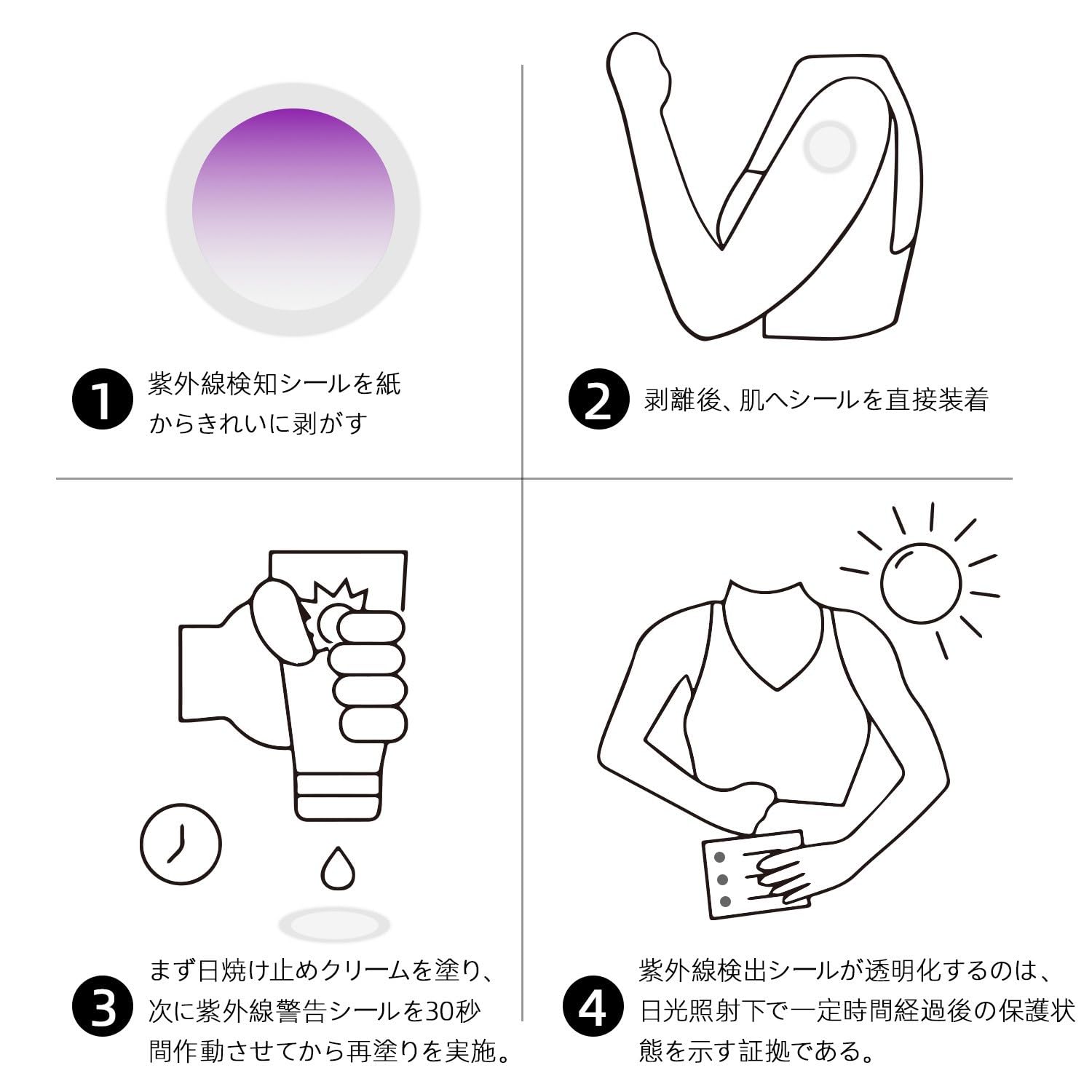 【送料無料】KKLM UV検出パッチ 紫外線チェックシート 紫外線チェックパッチ120枚｜UV検出シールが色で強度を即確認 紫外線感知ステッカーで日焼け対策 アウトドア・旅行・登山・ビーチのUV対策必需品 色：パープル、サイズ：約7.4x11cm hosket-10180192 ほすけっと楽天市場店 サンプル画像3