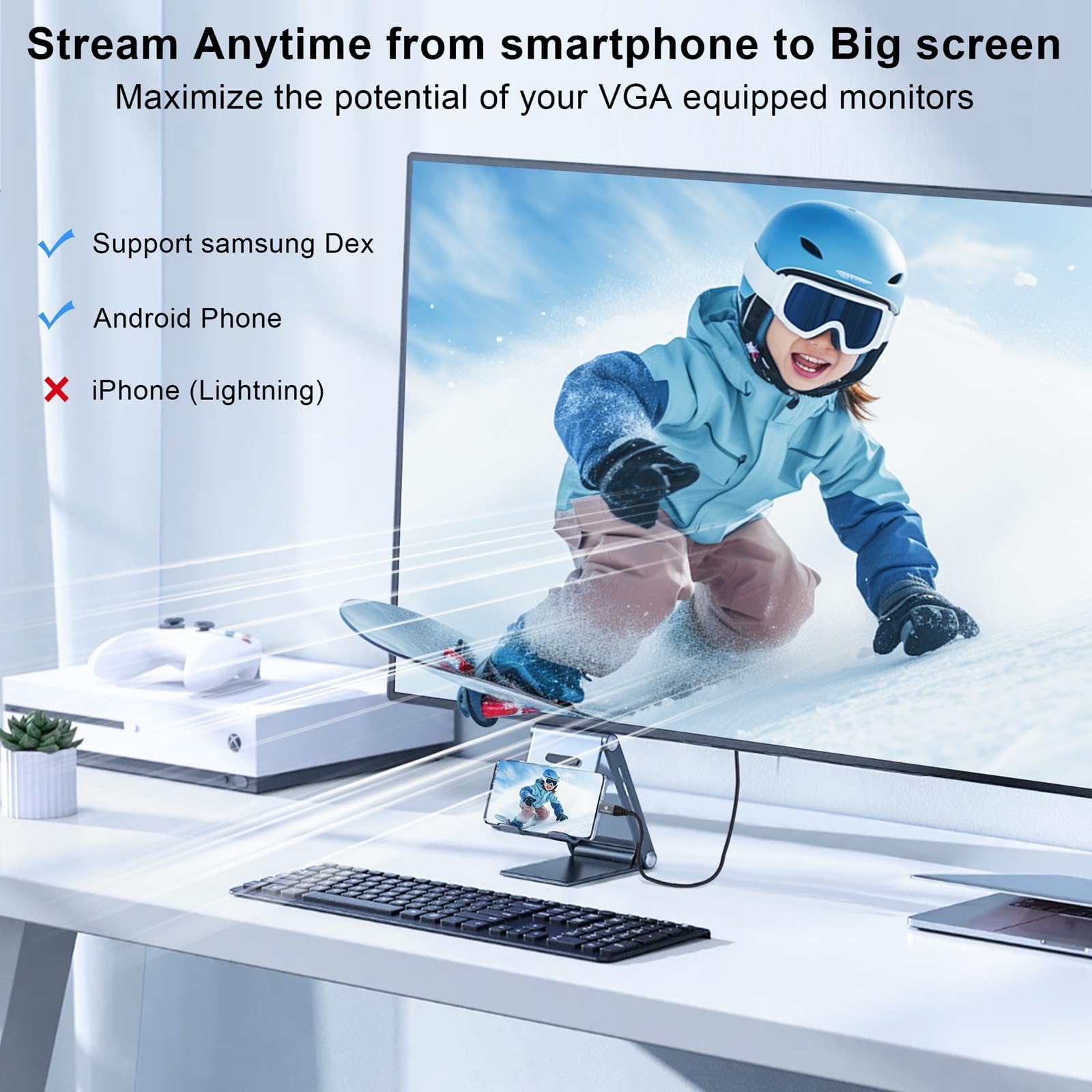 【送料無料】Thzzhnno USB C-VGA 色：グレー、サイズ：3M