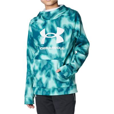 アンダーアーマー UNDER ARMOUR キッズ ボーイズ トレーニング UAアーマーフリース プリント ビッグロゴ フーディー 1381173 アウトドア スポーツ ジム 部活 ジュニア パーカー フード 長袖 保温 ストレッチ 通気性 裏起毛 軽量 速乾 カンガルーポケット