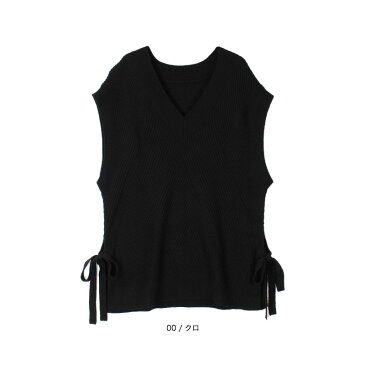 【セール L〜5L】リボン 使い ニット ベスト大きいサイズ レディース 【MB エムビーミントブリーズ】 婦人服 ファッション 30代 40代 50代 60代 ミセス おしゃれ 秋冬 通販【返品交換不可】