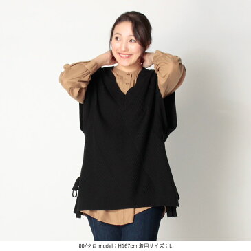 【セール L〜5L】リボン 使い ニット ベスト大きいサイズ レディース 【MB エムビーミントブリーズ】 婦人服 ファッション 30代 40代 50代 60代 ミセス おしゃれ 秋冬 通販【返品交換不可】