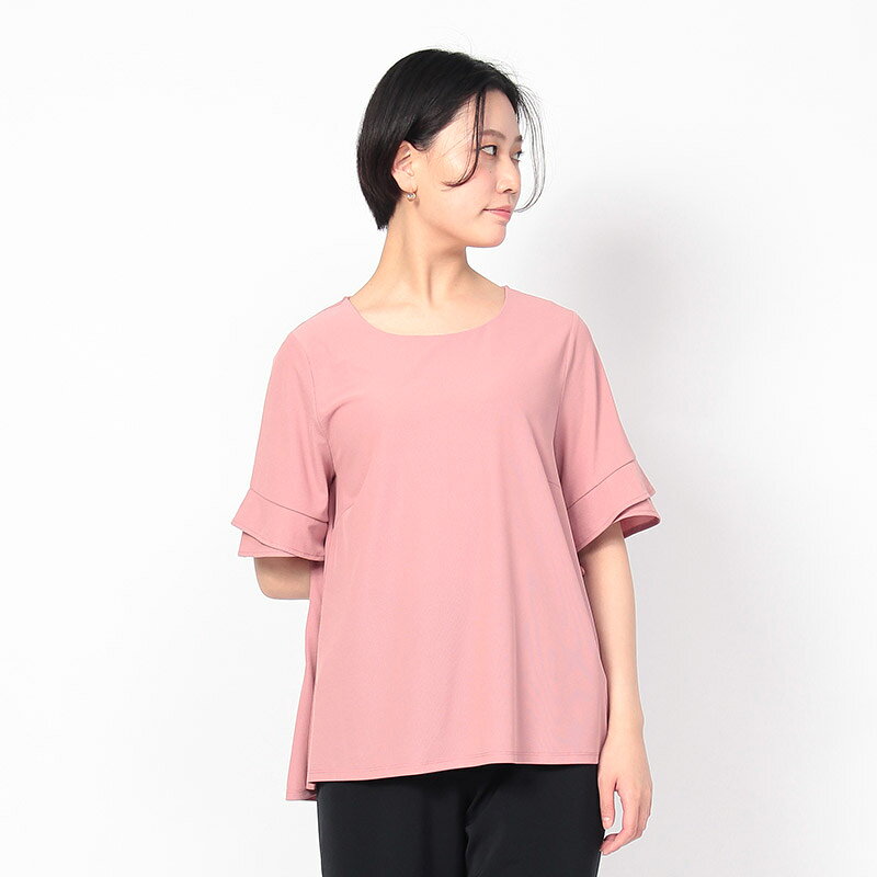 【セールM〜5L】細リブ　フレア　カットソー tシャツ 大きいサイズ レディース きれいめ オフィス【fleur by mint breeze フルール バイ ミントブリーズ】 婦人服 ファッション 30代 40代 50代 60代 ミセス おしゃれ 通販【返品交換不可】 11s hot-air-10022544 Hot-air 大きいサイズ レディース サンプル画像3