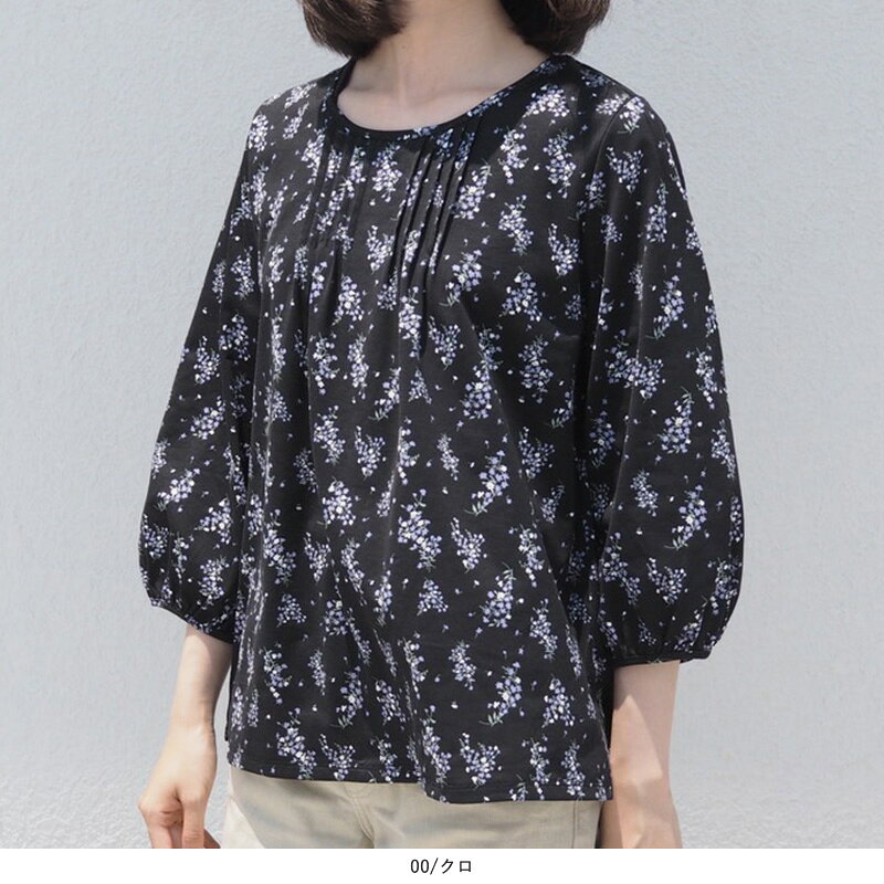 【10%OFFクーポン】【セール M】コットン 花柄 プリント カットソー 大きいサイズ ...