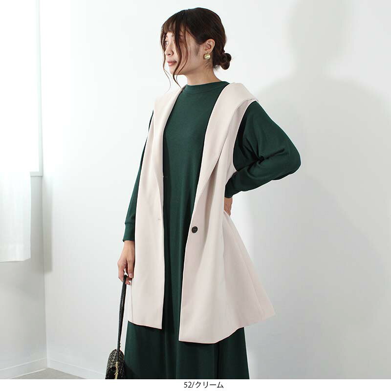 【10%OFFクーポン】【セール M、LL，4L】フーテッド ロング ジレ ベスト 大きいサ...